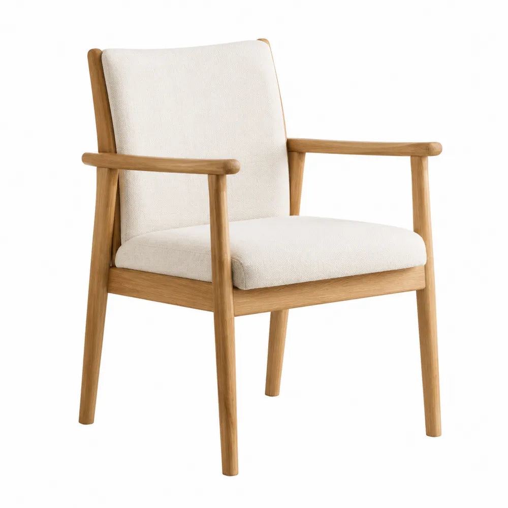 Esszimmerstuhl aus Eiche mit Beige Polsterung