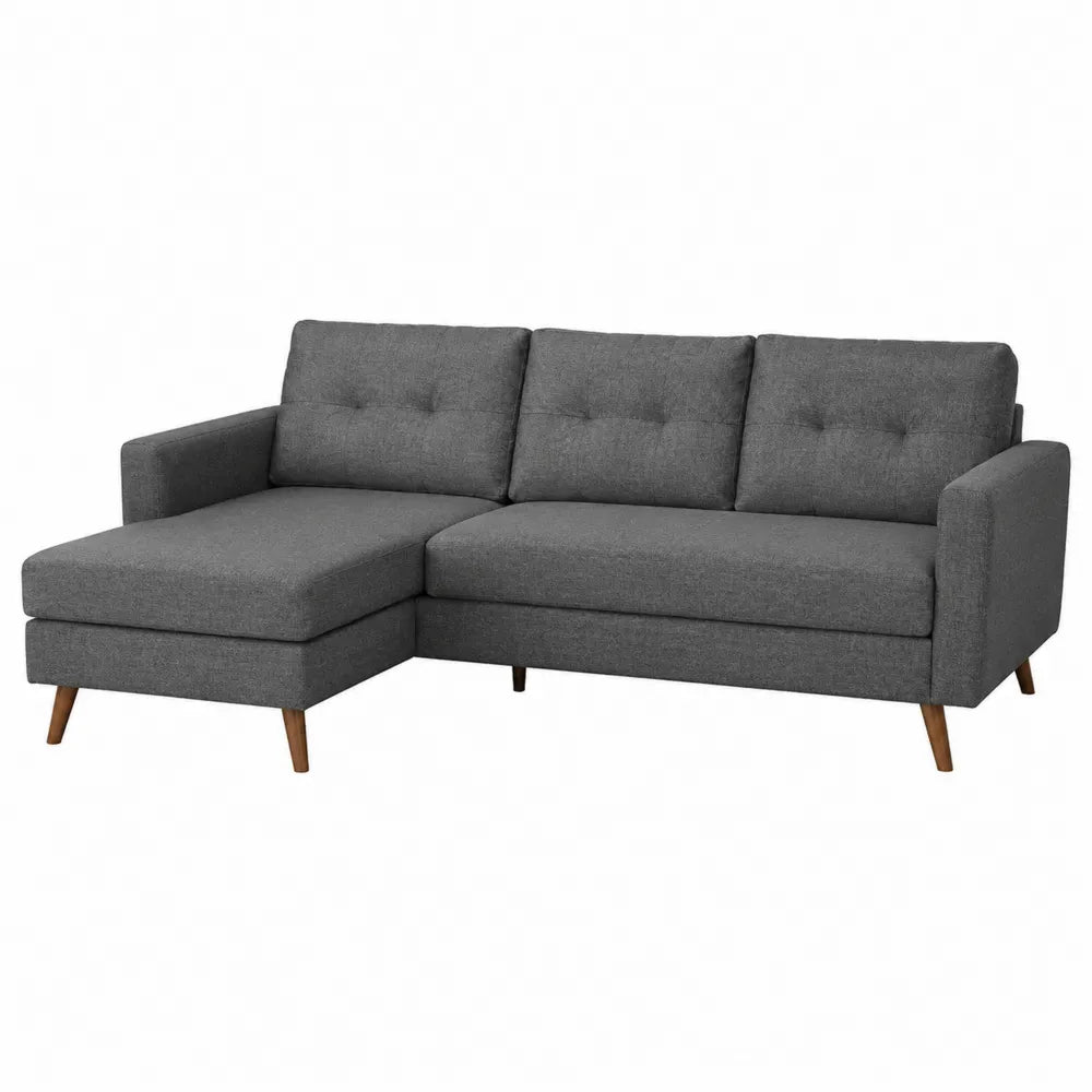 L-förmiges Sofa Dunkelgrau 220cm Polyester Eukalyptusholz