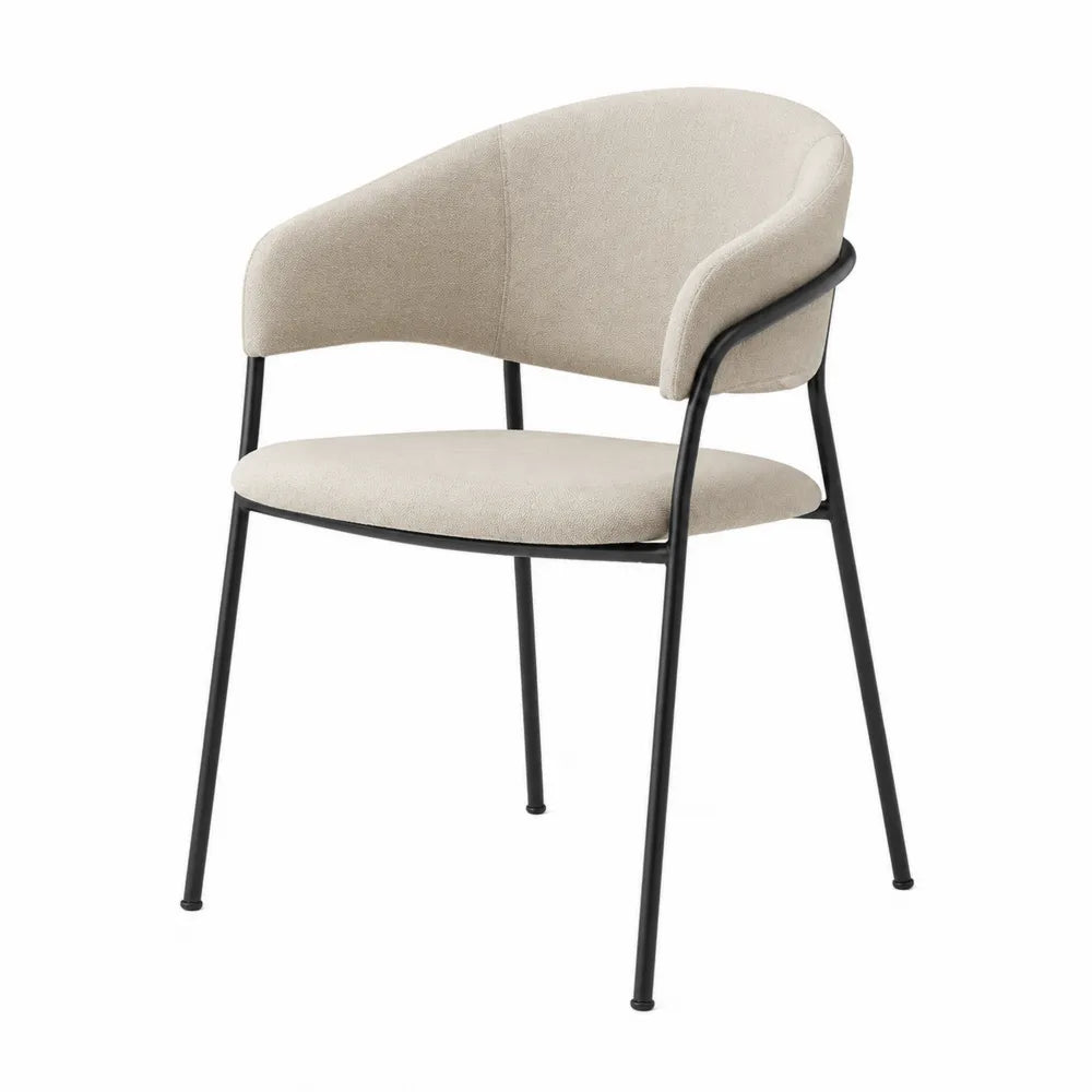 Esszimmerstuhl mit Metallrahmen und Baumwoll-Leinen-Stoff Beige