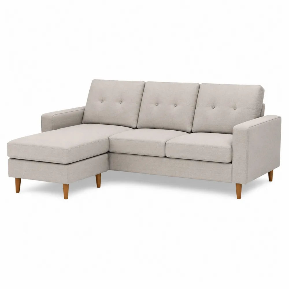 Modulares Sofa L-Form Stoff Eichenholz Beige 250x150x85 cm