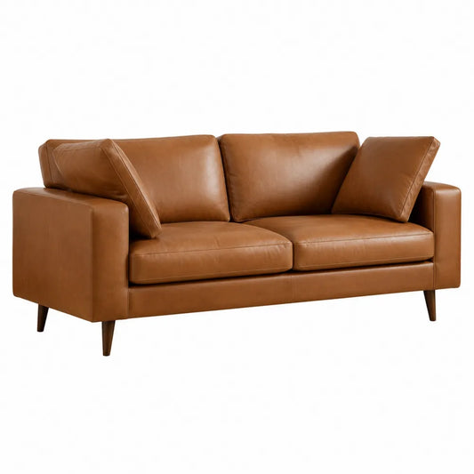 Ledersofa 3-Sitzer Braun 210 cm