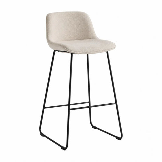 Barhocker aus Polyestergewebe, schwarzer Stahlrahmen, Beige