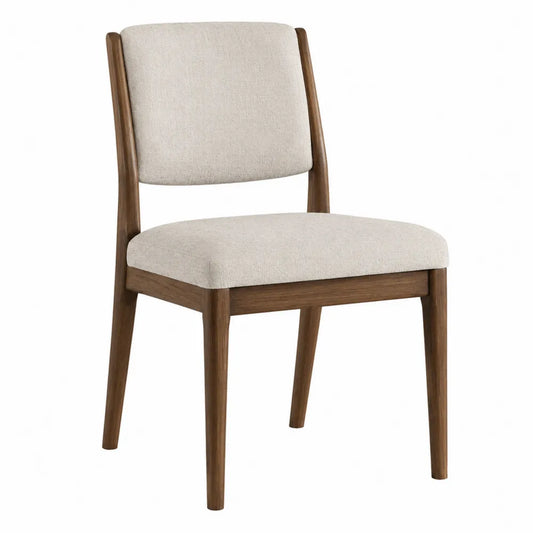 Esszimmerstuhl aus Holz mit Baumwolle-Polyester-Bezug Beige