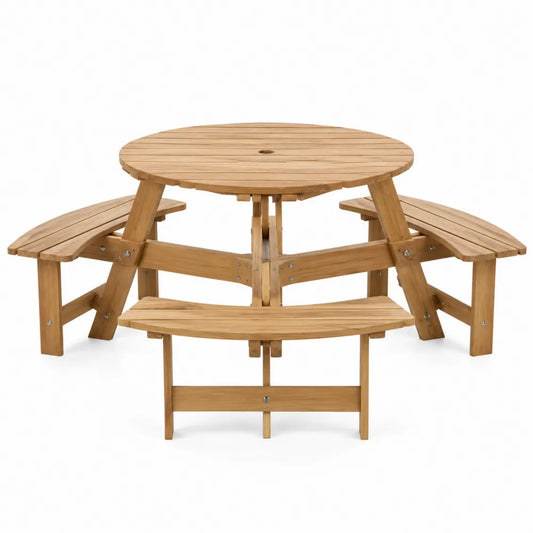 Runder Gartentischset aus Akazienholz mit Bänken Ø 120 cm