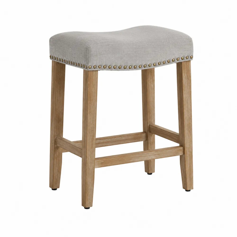 Barhocker Eichenholz Textil Grau 65cm