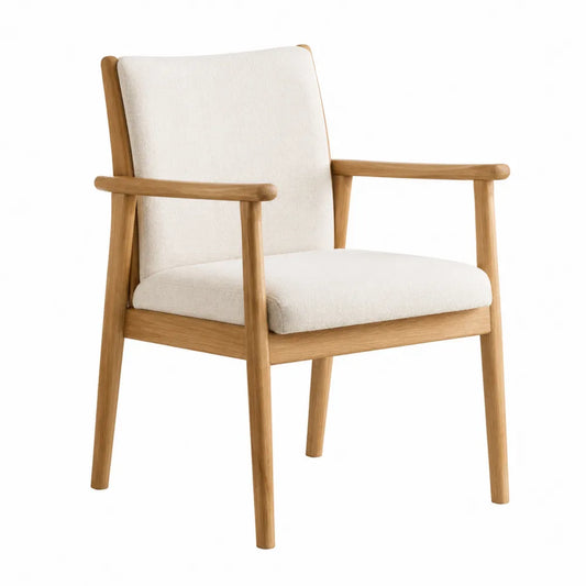 Esszimmerstuhl aus Eiche mit Beige Polsterung