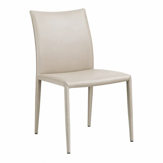 Esszimmerstuhl in Beige Kunstleder und Metall