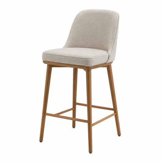 Barhocker aus Polyester Beige mit Holzgestell 104 cm