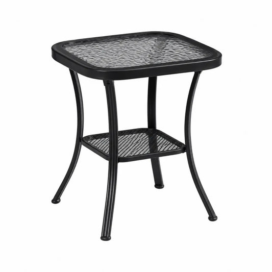 Gartentisch aus Metall mit Glasplatte Schwarz 50x50x60 cm